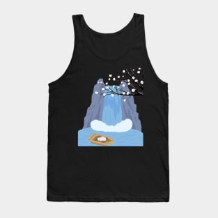 Sleeping cat under blooming tree Tank Top